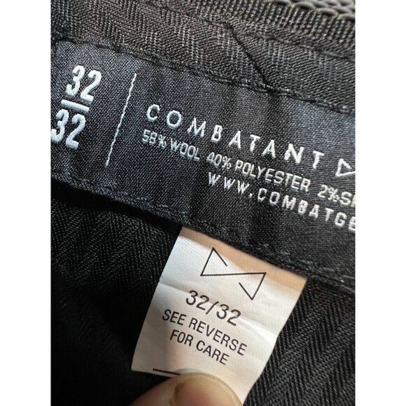 Combantant Gentlemen Mens Wool Dress Pants Flat Front Stretch Sz 32x32 Black - Picture 4 of 12